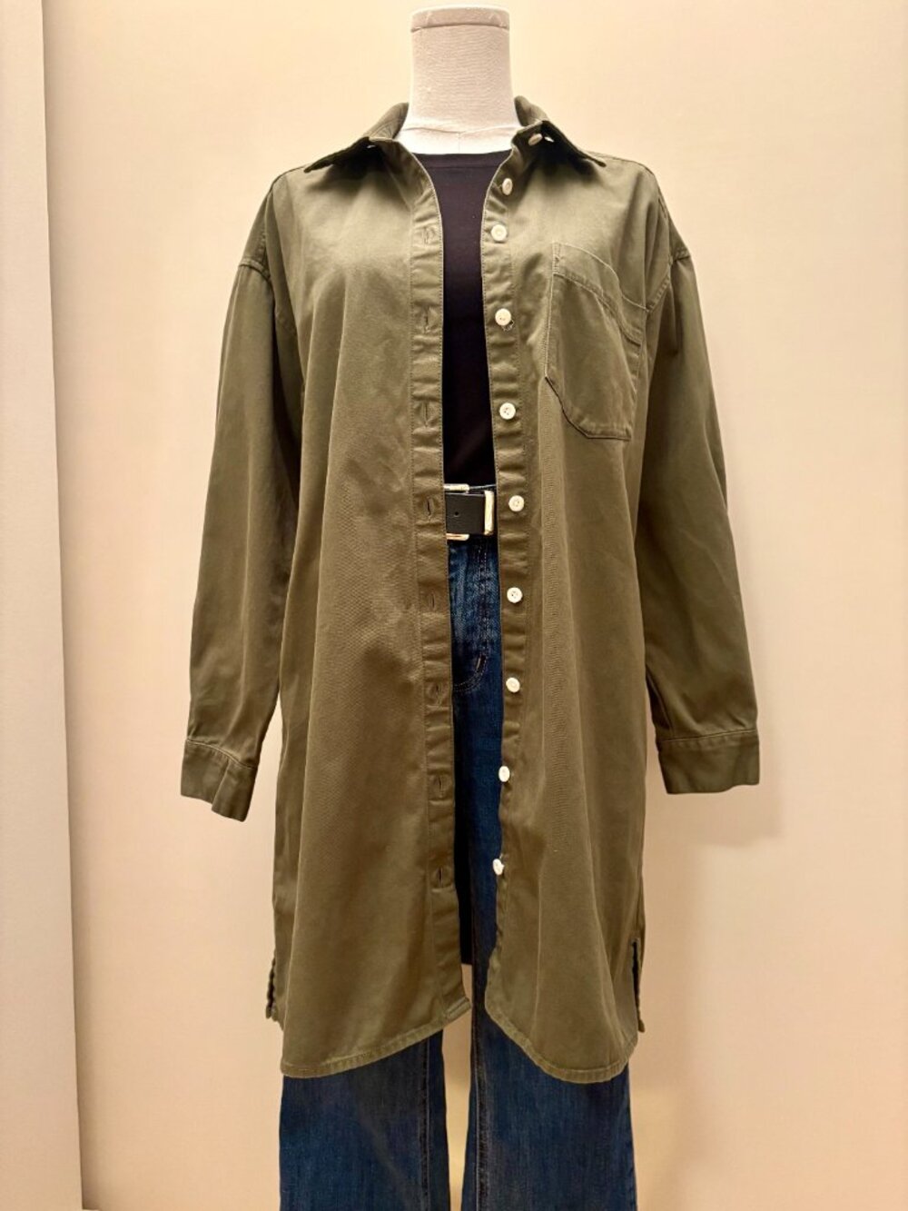 Madewell Olive Green Long-Sleeve Button-Up Shirt - Picture 2 of 5